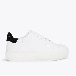 KURT GEIGER London White Tennis Shoes Black Suede Sz 35.5 New
